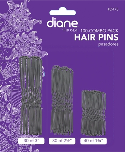 HAIR PINS BLACK 100-PACK-(40-1.75 INCH, 30-2.5 INCH, 30-3 INCH) 